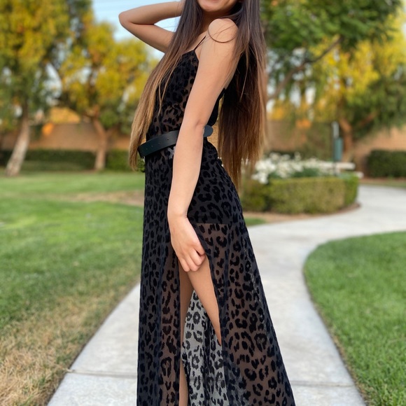 Motel Rocks Dresses Motel Rocks Batis Maxi Dress In Animal Black Net Poshmark